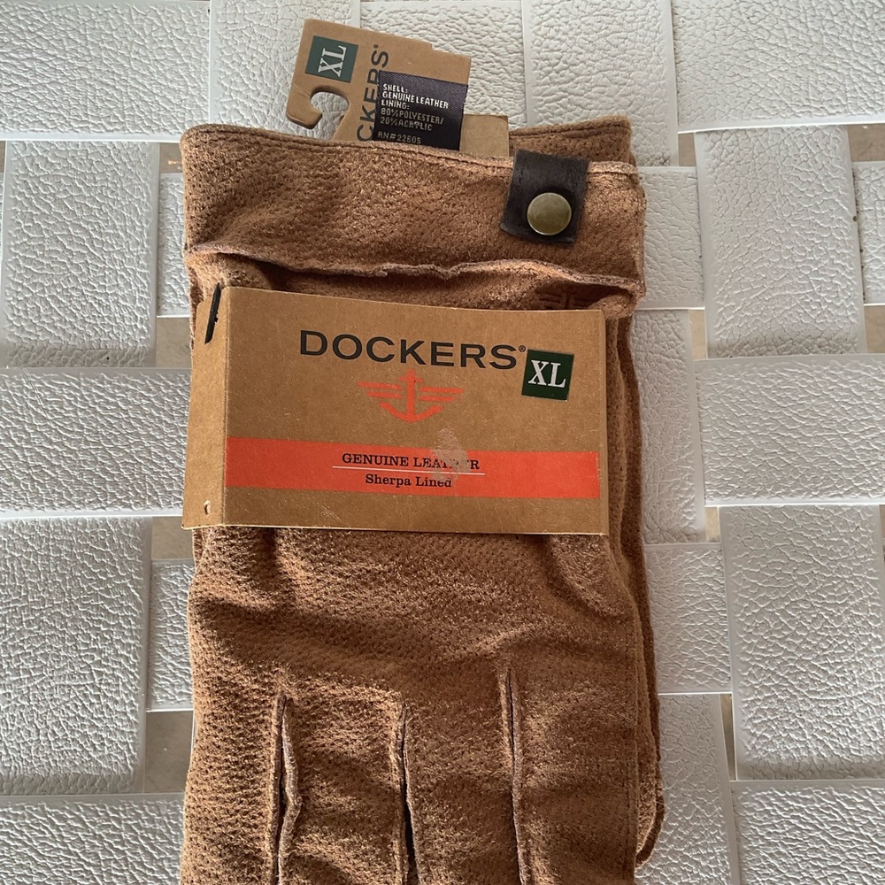 NWT Men’s Dockers Genuine Leather Sherpa Lined Gloves XL